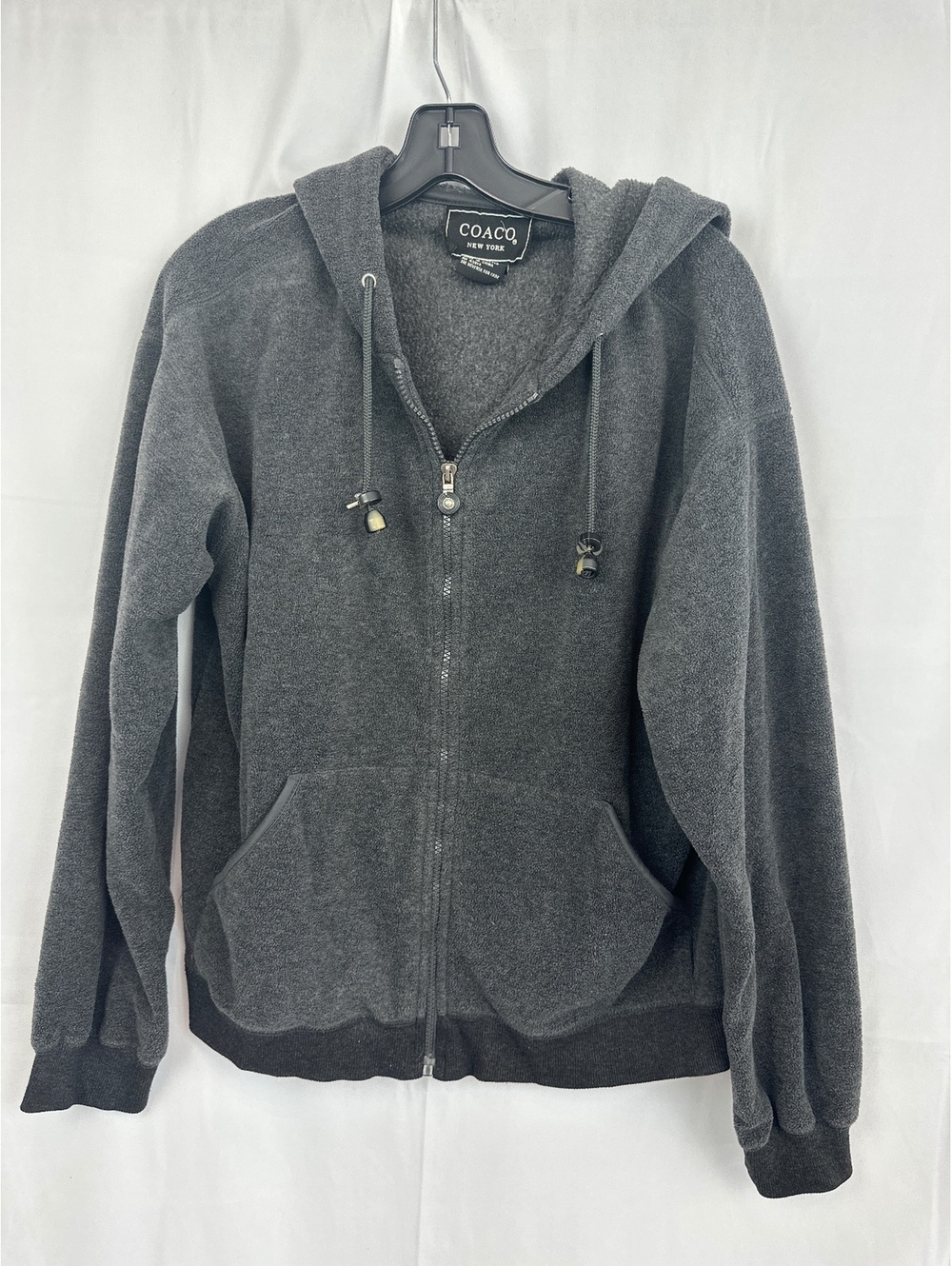 Coaco NY Womens Dark Gray Full Zip Hoodie Sweatshirt Large